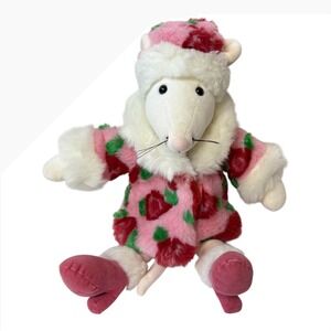 JELLYCAT FURCOAT MOUSE PINK & RED FLORAL COAT WHITE PINK SHOES PLUSH UTLRA RARE